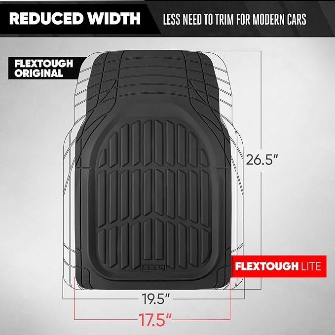 Motor Trend FlexTough LITE Rubber Car Mats Full Set - All Weather Floor Mats for Cars & SUVs - Automotive Waterproof Black Car Floor Mats for Cars Interior Accessories Universal Trim-to-Fit