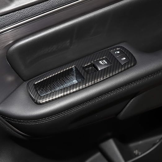 JeCar Window Lift Switch Cover Interior Button Trim Kit for Jeep Grand Cherokee 2011-2020 & Jeep Cherokee 2014-2020, Carbon Fiber Texture