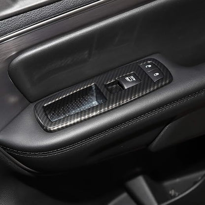 JeCar Window Lift Switch Cover Interior Button Trim Kit for Jeep Grand Cherokee 2011-2020 & Jeep Cherokee 2014-2020, Carbon Fiber Texture
