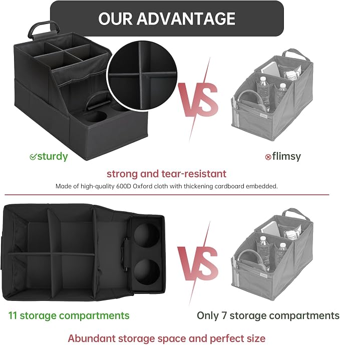 MULISOFT Car Seat Organizer- Backseat Car Organizer with 12 Storages Compartments and 2 Cup Holders, Organizers and Storage, Front Seat for Travel Kids,Black