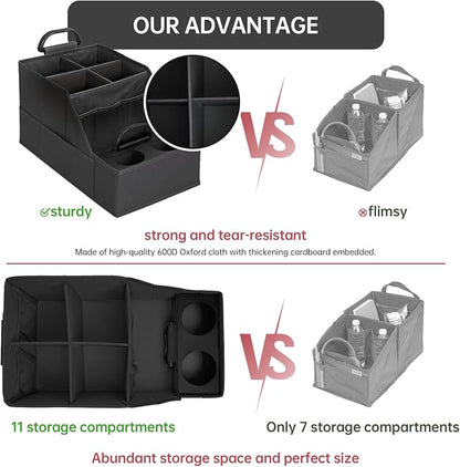 MULISOFT Car Seat Organizer- Backseat Car Organizer with 12 Storages Compartments and 2 Cup Holders, Organizers and Storage, Front Seat for Travel Kids,Black