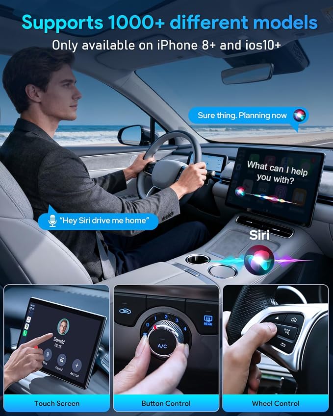 Wireless CarPlay Adapter iPhone Apple—Ultra Mini(60% Reduced Size),2026 2-in-1 Android Auto Adapter, 3X Automatic Connection Navigation, Plug and Play, Compatible with iOS 10+, Android 11+