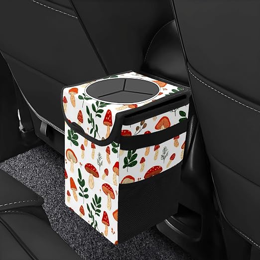 Car Trash Can – Multi-Purpose, Lightweight and Portable with Durable Water-Resistant Coating, No Installation Required, Practical and Ample Capacity, Variety of Colors.Mushroom