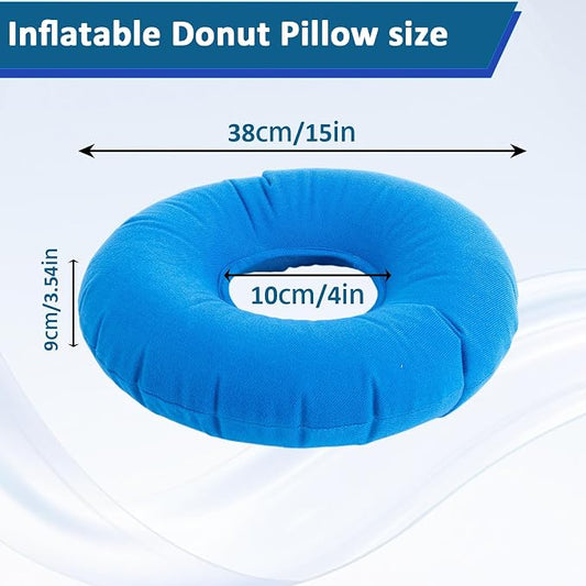 3 Pack Inflatable Donut Pillows, Round Donut Cushion, Ring Doughnut Pillow, Hemorrhoid Seat Cushion for Tailbone Pain Relief, Functions as Car Wheelchair Office Chair Cushios (15-Inch Three Colors)