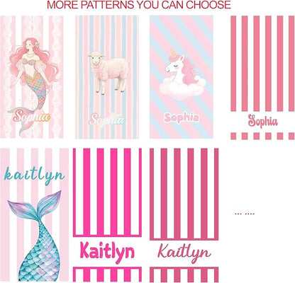 JML Personalized Beach Towel with Name, Custom Cabana Stripe Beach Towel, Customized Microfiber Pool Towel, Quick Dry & Absorbent Swim Towel for Adult,Mother's Day, Birthday, Summer Holiday,Vacation