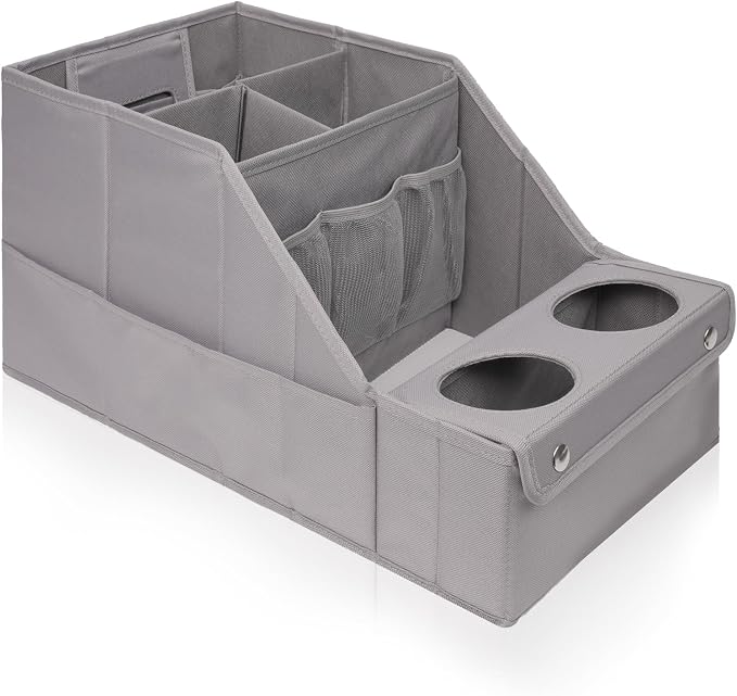 MULISOFT Car Seat Organizer - Backseat Organizer with 11 Storage Compartments and 2 Cup Holders for Travel, Kids