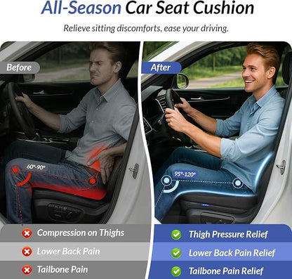 ZIKEE Wedge Car Seat Cushion for Tailbone Pain Relief & Better Visibility, Ergonomic Memory Foam Seat Cushion for Car with Breathable Channel Design, Fits Car, SUV, Truck, Non-Slip Mesh Cover
