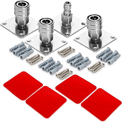 Fasmov 4 Pack Foam Cannon Holder, Pressure Washer Holder, 1/4" Quick Connect Automatic Foam Cannon Mount, Stainless Steel Pressure Washer Nozzle Tip Holder, Pressure Washer Accessories Storage Rack