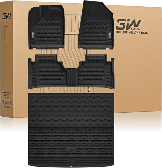 3W Floor Mats & Cargo Liner Fit Nissan Murano 2025 2026, All Weather TPE Non-Slip Custom Fit Floor Liners Set for Murano, Heavy Duty Automotive Protection Full Set Car Mats & Trunk Mat, Black