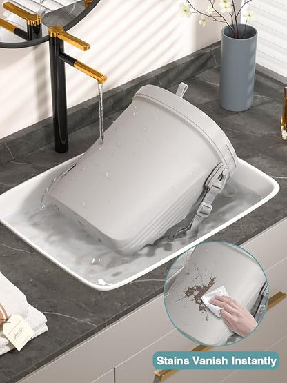 Garoopion Waterproof Car Garbage Can, 1.9 Gallon Soft Silicone Hanging Trash Can for Car with Lid, Easy to Clean Multi-Purpose Automotive Garbage Bin