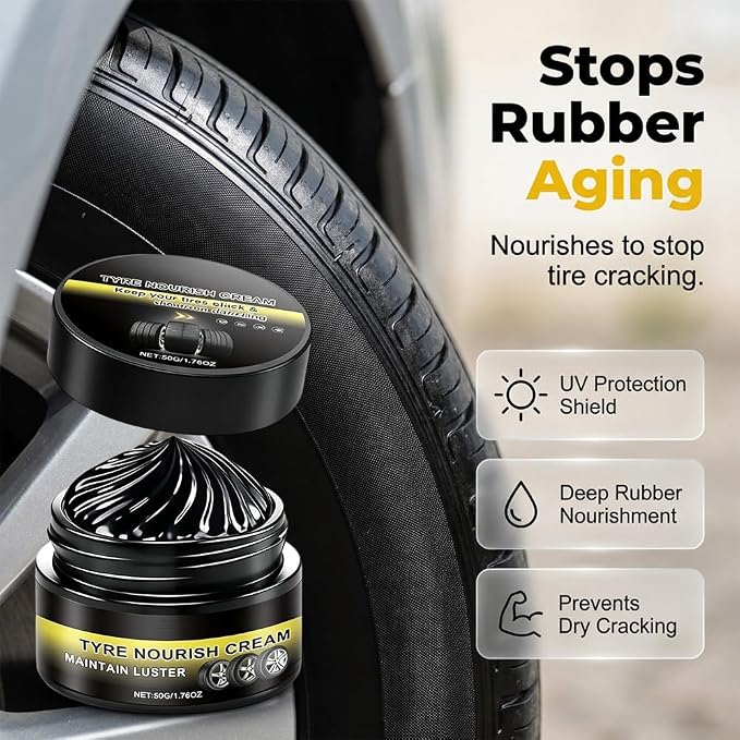 Car Tire Ceramic Coating, 2026 Powerful Wheel Cleaning Refurbish Wax with UV Blocking Dust, Tyre Nourish Cream, Tire Shine Cream for Long-Lasting Auto Care (1pcs)