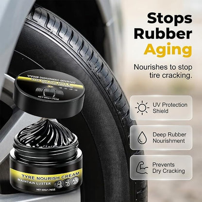 Car Tire Ceramic Coating, 2026 Powerful Wheel Cleaning Refurbish Wax with UV Blocking Dust, Tyre Nourish Cream, Tire Shine Cream for Long-Lasting Auto Care (1pcs)