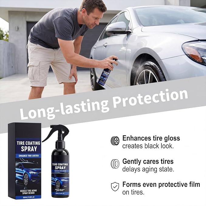 Ceramic Tire Coating Spray, Long Lasting Black Tire Shine, Non-Greasy No Sling Car Truck SUV Tire Polish