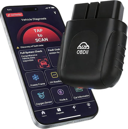 Rocco OBD2 Scanner Bluetooth for iOS Android, AI Diagnostic Tool for Car Repair, No Subscription Fee, AutoVIN, 45000+ Fault Codes, Check & Clear Engine Codes, Real-Time Data, Vehicles 1996+(Black)