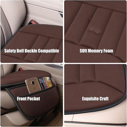 Lofty Aim Premium Car Seat Cushion, Driver Cushion with Comfort Memory Foam & Non-Slip Rubber Bottom, Car Seat Pad Works with 95% of Vehicles and Office Chair or Home (Brown)