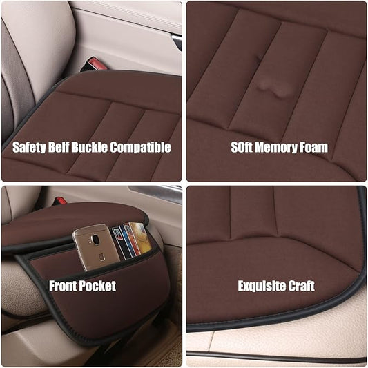 Lofty Aim Premium Car Seat Cushion, Driver Cushion with Comfort Memory Foam & Non-Slip Rubber Bottom, Car Seat Pad Works with 95% of Vehicles and Office Chair or Home (Brown)