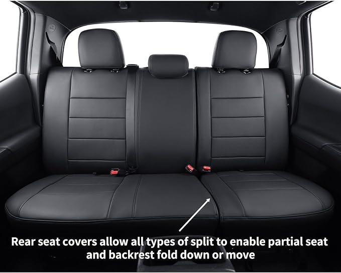 coverdream Tacoma Hybrid Seat Covers Full Set for 2024-2026 Toyota Tacoma TRD Sport,TRD Off-Road,Limited,Trailhunter Pickup,Fully Covered,Waterproof Leather Car Seat Protector (Black)