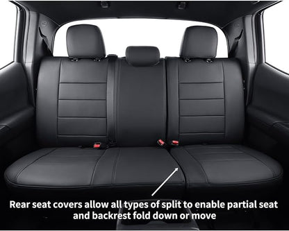 coverdream Tacoma Hybrid Seat Covers Full Set for 2024-2026 Toyota Tacoma TRD Sport,TRD Off-Road,Limited,Trailhunter Pickup,Fully Covered,Waterproof Leather Car Seat Protector (Black)