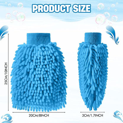 24 Pack Car Wash Mitt Bulk Microfiber, 10'' x 8'' Chenille Car Wash Mitt Gloves, Scratch Free Double Sided No Lint No Marks for Truck SUV and All Vehicle Surfaces (Blue)