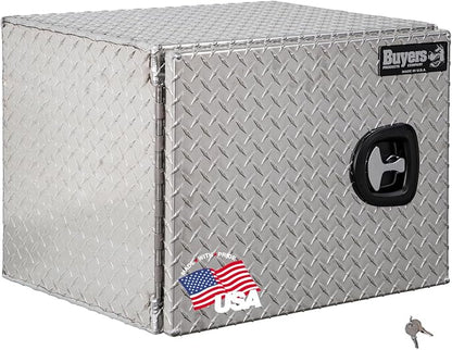 Buyers Products 1705200 Underbody Truck Tool Box with Barn Doors, 18x18x24 Inch, Diamond Tread Aluminum, Made in USA, Compression Latch, Weather Resistant, Toolbox for Flatbeds, Trailers & Work Trucks