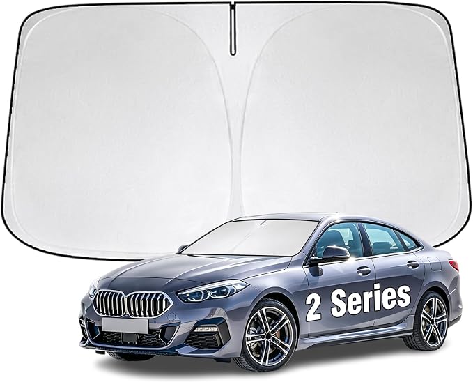 Windshield Sun Shade for BMW 2 Series 2014-2026 Sunshade 300T Windshield Cover Shield Protector Blocks UV Rays Custom Fit 2 Series Front Window Shade Windshield Accessories Keep Cool Foldable
