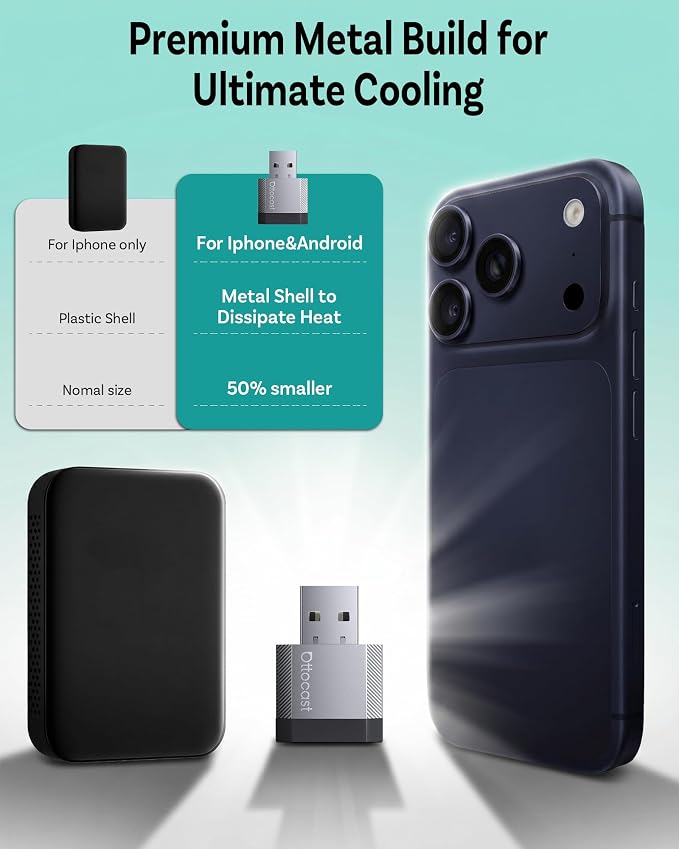 OTTOCAST Mini Nova 2026 Wireless CarPlay & Android Auto Adapter, Ultra-Compact 2-in-1 Dongle, 5-Second Auto-Connect, iOS 10+ & Android 11+