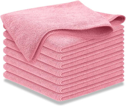 USANOOKS Microfiber Cleaning Cloth Light Pink - 8 Pcs 12.5"x12.5" - High Performance - 1200 Washes, Ultra Absorbent Towels Weave Grime & Liquid for Streak-Free Mirror Shine - Car Washing Cloth