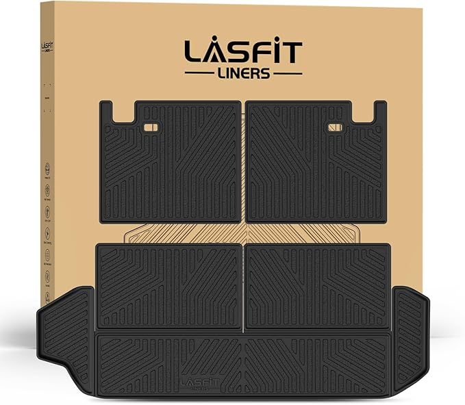 LASFIT Cargo Mat&Backrest Mat for Toyota 4Runner 2025-2026 (Only Fit 7-Seats), All Weather TPE Custom Fit Easy Clean Durable No-Curling Cargo Liner for 6th gen 4 Runner Cargo Mat, Black