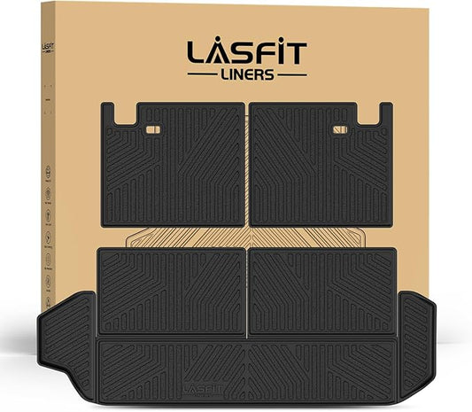 LASFIT Cargo Mat&Backrest Mat for Toyota 4Runner 2025-2026 (Only Fit 7-Seats), All Weather TPE Custom Fit Easy Clean Durable No-Curling Cargo Liner for 6th gen 4 Runner Cargo Mat, Black