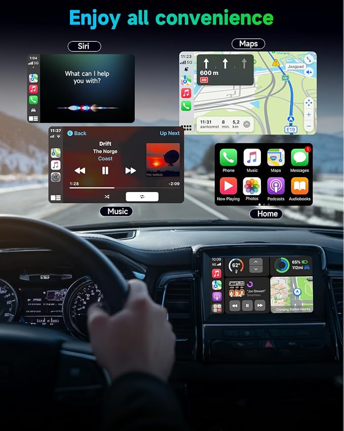 Wireless CarPlay Adapter for iPhone & Android, 2-in-1 Apple CarPlay Wireless Adapter, Plug & Play, Low Latency, USB-A/C, Converts Wired to Wireless CarPlay (iOS 10+, Android 11+)