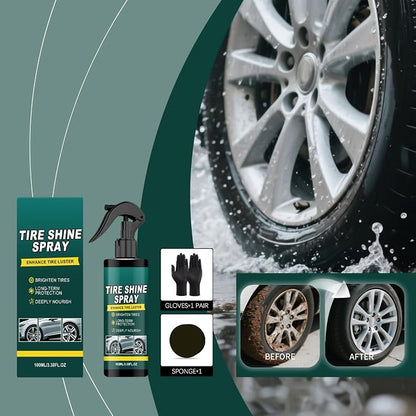 Car Tire Shine Spray | Long Lasting 100ml Maintenance Tool | Auto Tire Shine Cleaner - for Sedan Truck RV Motorcycle Scooter ATV, Detailing Shop Home Garage