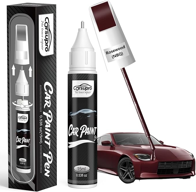 Rosewood(NBQ) for Nissan Touch Up Paint Pen, 2 in 1 Car Scratch Remover with Pen Tip and Brush, Precise Color Match for Car Paint Scratch Repair, Quickly and Easily Fix Chips and Nicks