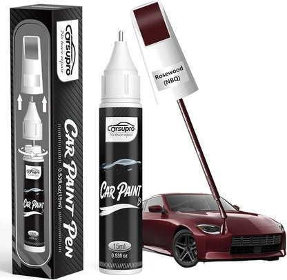 Rosewood(NBQ) for Nissan Touch Up Paint Pen, 2 in 1 Car Scratch Remover with Pen Tip and Brush, Precise Color Match for Car Paint Scratch Repair, Quickly and Easily Fix Chips and Nicks