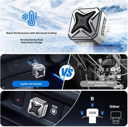 Wireless CarPlay Adapter 2-in-1 for Apple CarPlay & Android Auto CNC Aluminum Mini Design Dual Phone Switching Auto Pairing Plug & Play Stable Low Latency Universal Compatibility