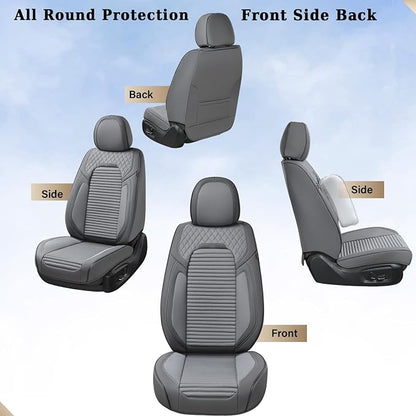 Coverado Car Seat Covers Full Set, Leather Seat Covers for Cars, Automotive Seat Cover Car Accessories Universal Fit for Most Cars SUV Trucks(Gray)
