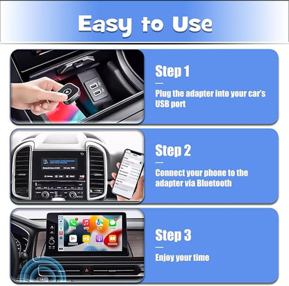 2-in-1 Wireless Auto Adapter Compatible with CarPlay & Android, Car Adapter with Plug & Play, Fast Stable Connection, Compact Design Compatible for iPhone & Android with USB/USB-C Dual Port(Black)