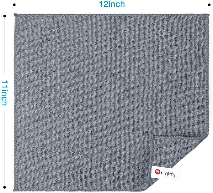 Orighty Grey Microfiber Cleaning Cloth, Microfiber Towels for Cars, Highly Absorbent Car Cleaning Supplies, Lint Free Cloths Clean Rags for Car Care, House, Kitchen, 12x11 inch, Pack of 24