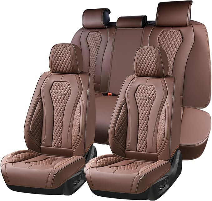 Coverado Seat Covers, Car Seat Covers Full Set, Coffee Car Seat Cover, Car Seat Cushion Waterproof, Luxury Auto Seat Covers, Seat Cover Car Seat Protector Fit for Most Cars