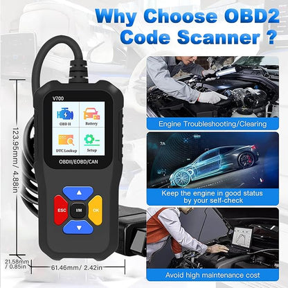 Professional OBD2 Scanner Elite Edition - Car Diagnostic Tool for All OBD2 Vehicles, Reads/Clears Check Engine Light Codes, DTC Search, Live Data, Compatible with EOBD, CAN & OBDII Protocols