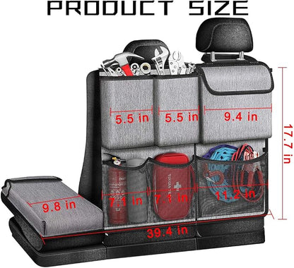 Mandark Car Trunk Organizer, Detachable Vehicle Seatback Hanging Storage Container with Zippers, Large Capacity Waterproof Auto Seat Back Trunk Bag Accessories, Universal for Most Vehicles (Gray)