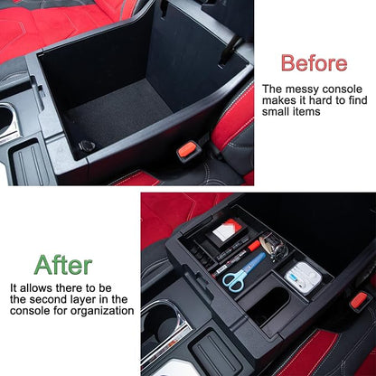 JDMCAR Compatible with Toyota Tundra Accessories 2007-2021 Center Console Organizer,Armrest Box Secondary Storage Tray -(Full Console w/Bucket Seats ONLY)