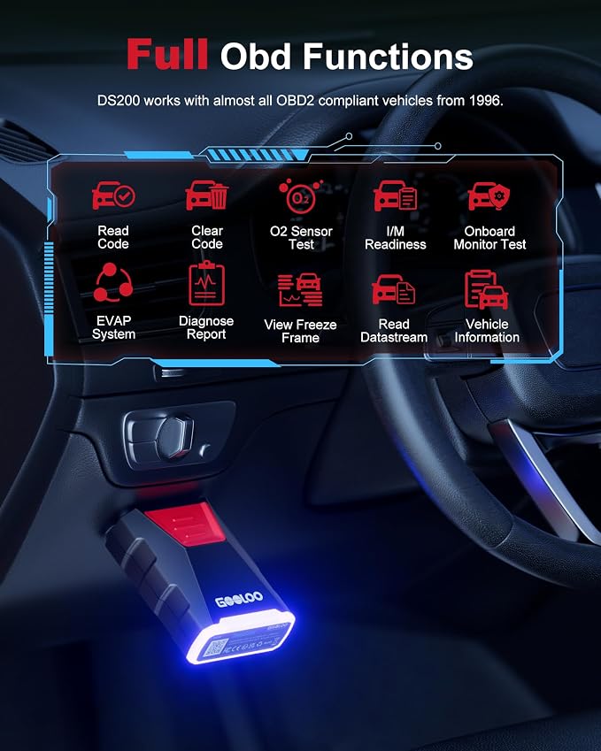 GOOLOO DEEPSCAN OBD2 Scanner Diagnostic Tool, Bluetooth Wireless All System Diagnostics for iOS & Android, Bi-Directional Control, 8+ Hot Reset, Code Reader, Live Data & Performance Test