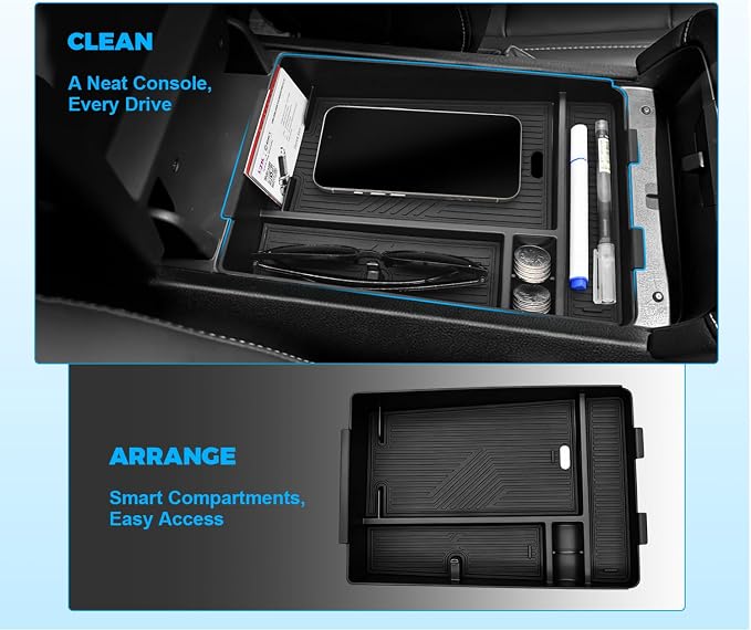 Center Console Organizer for 2025 2026 Nissan Murano SV/SL/Platinum Armrest Secondary Storage Box with Charging Port and Sunglasses Holder 2025 2026 Murano Accessories ABS Center Console Tray