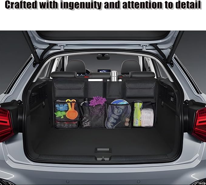 Mandark Car Trunk Organizer, Space Saving Vehicle Backseat Hanging with 8 Large Pockets, Automotive Interior Cargo Organization Storage Bag Accessories, Universal for SUV, Truck, Van