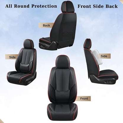 Coverado Seat Covers, Car Seat Covers Front Seats, Car Seat Cover, Car Seat Protector Waterproof, Car Seat Cushion Nappa Leather, BlackRed Seat Covers Carseat Cover Universal Fit for Most Cars