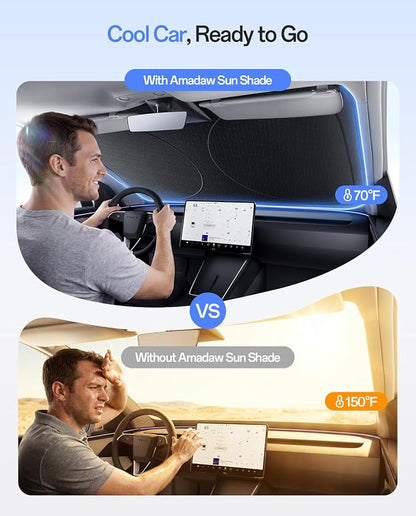 Windshield Sun Shade for Sedans, SUVs & Trucks, Fit for Toyota, Chevr, Honda, Ford & More | Multi-Layer UV Block & Heat Insulation | Keeps Car Cool & Protects Interior, S(59" L x 29" W)