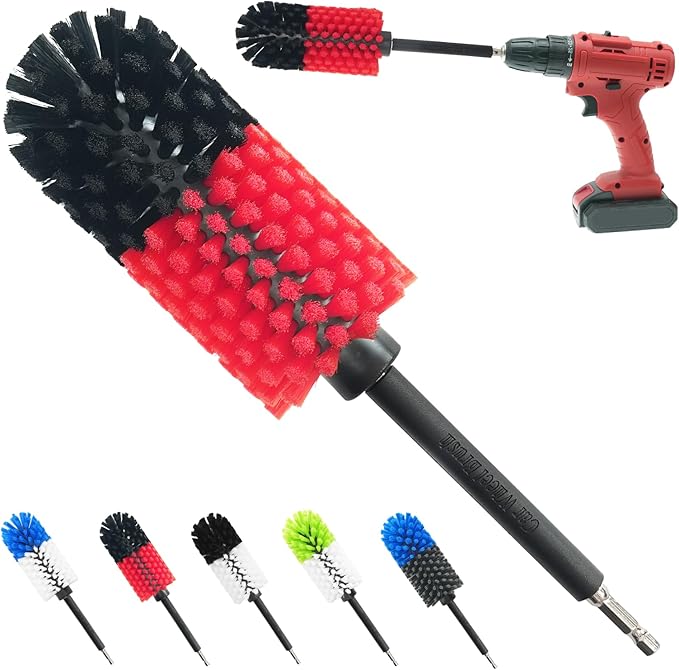 Wheel Brush, Soft Drill Wheel Cleaner Brush, Drill Brush for Car Wheel, No Scratches Highly Dense and Durable Car Wheel Brush Rim Tire Car Cleaning Brush for Wheels, Rims, Engines, Exhaust