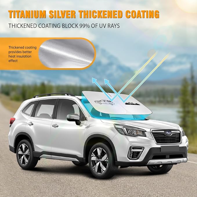 Front Windshield Sun Shade Compatible with Subaru Forester 2019-2023 2024 2025 2026, Sun Visor Protector Blocks UV Rays Sunshade for Forester Foldable Interior Accessories