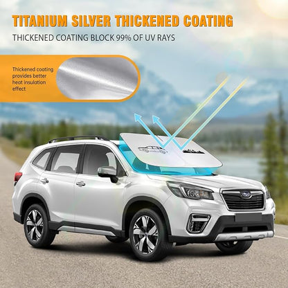 Front Windshield Sun Shade Compatible with Subaru Forester 2019-2023 2024 2025 2026, Sun Visor Protector Blocks UV Rays Sunshade for Forester Foldable Interior Accessories