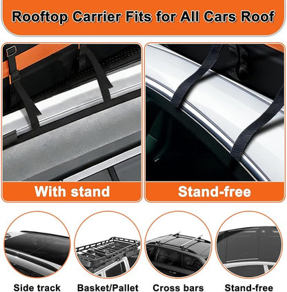 Mupera 15 Cubic Ft Waterproof Rooftop Cargo Carrier, Upgraded Anti-Slip Mat, 6 Door Hooks & Lock for Cars SUVs with/Without Roof Rack